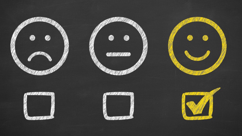 Graphic showing, 3 faces - unhappy, neutral, and happy
