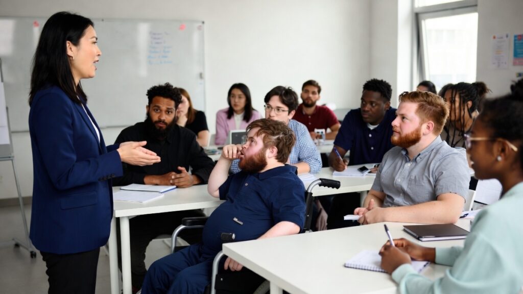 Photo of an Asian woman teaching a class