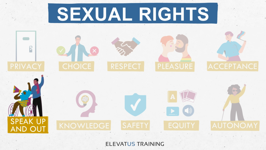 Graphic image showing all Sexual Rights, with Speak Up and Out highlighted.